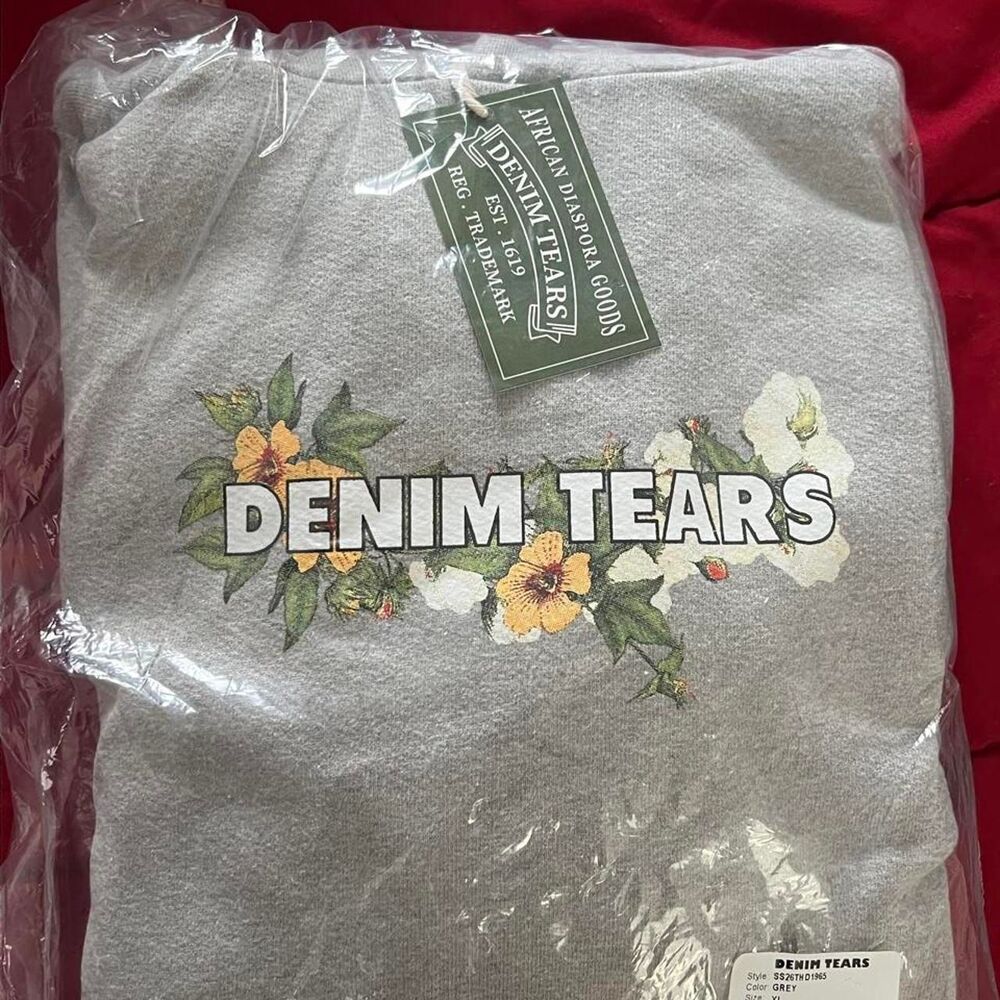 Denim-tears Men's Grey and Green Hoodie